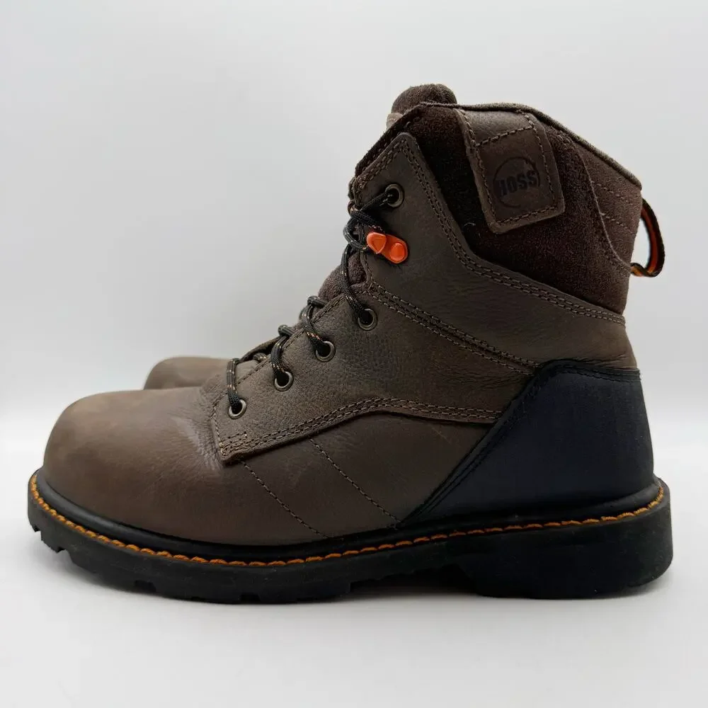 Big Hoss Mens Carson 6 in Work Boot US 7 XXW 6E Brown Composite Toe Leather NIB